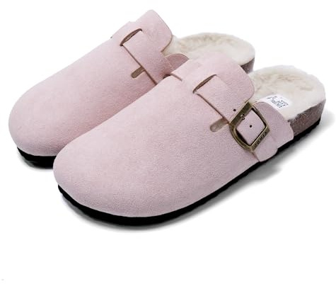 JOMIX Pantofole Donna Invernali Calde Ciabatte Casa Punta Chiusa con Pellicia Sintetica Zoccoli Comode Morbide MD2439 Rosa 40