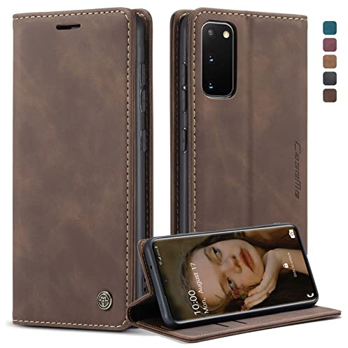 owlhold Coque Samsung Galaxy S20 5G, Housse Antichoc en Cuir PU Premium Fentes Cartes Etui Pochette de Portefeuille avec Fonction Support Case à Rabat pour Samsung Galaxy S20 5G -Café