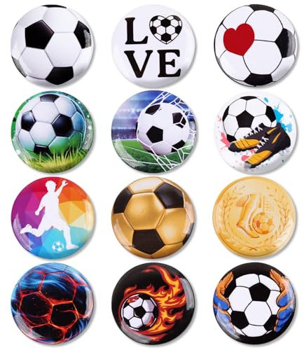 GEBETTER 12 Stück Mini Button 25 mm Fußball Buttons Set Kinder Geburtstag Fussball Mitgebsel Geschenke Für Jungen und Mädchen Kindergeburtstag Party Geburtstagsmitbringsel Geburtstagsdeko