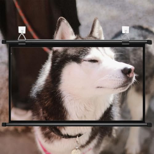 ILOOXI Home Theater Projection Screen, 60in Manual Pull Down Projector Screen, Wall Ceiling Mount Movie Screen, 4K 3D HD Outdoor Public Display Screen(Black,4:3-50inch)