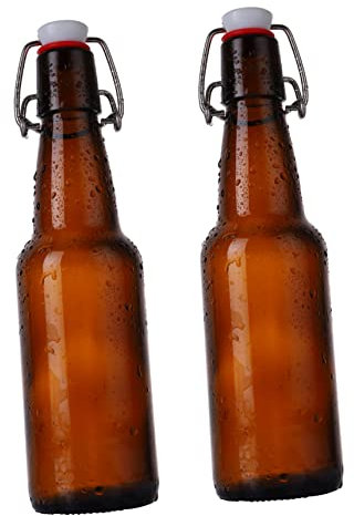 SHOWERORO 2pcs Buckle Juice Bottles Glass Beer Bottle Enzyme Storage Kitchen Oil Leakproof and Sealed Containers