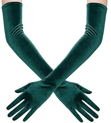 Vbxvsa Damen Samt Ellenbogenlänge Fäustlinge Warme Gloves Velours Lange Handschuhe 1920er Stil Klassische Oper, Party, Erwachsene Kostüm Zubehör