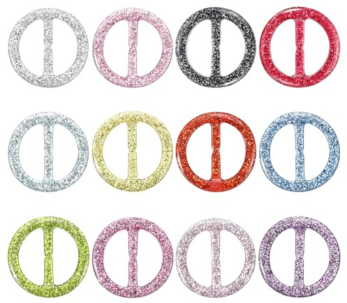 PATIKIL 1 Anneau de Foulard, 12 Pcs Rond en Résine T-Shirt Clip Bling Fashion Anneau d'Écharpe Boucle Cravate Cercle Clip pour Femmes Décoration Vêtements en Soie, 12 Couleurs