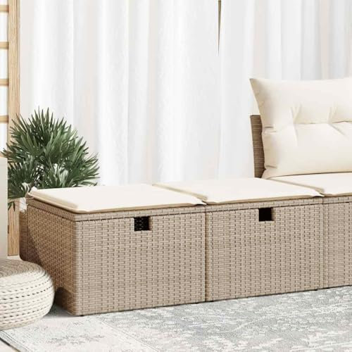 UJCHVHN Home Garden, 2-teiliges Gartensofa-Set mit Kissen, Polyrattan, Akazie, Beige