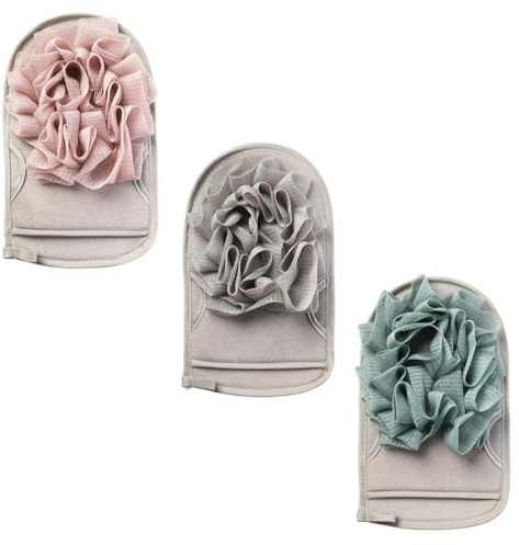 PAMINGONO Juego de 3 Guantes de Baño Exfoliantes para Niños Fibra y Pe, Produce Espuma y Suaviza la Piel, Adecuado para Brazos y Espalda en Ducha Diaria Color Aleatorio