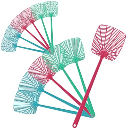 com-four® 12x Fliegenklatsche aus Kunststoff - Insektenschutz - Schädlingsbekämpfung in bunten Farben - Leichter und Flexibler Mückenschutz (12 Stück - 44.5 cm)