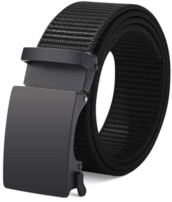 WELROG Gürtel Herren Nylon Koppelgürtel Herren Outdoorgürtel mit Metallschnalle Sportgürtel Ohne löcher Arbeitsgürtel Belt Men