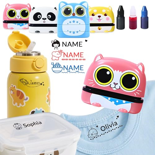 JONZIN Namensstempel Kinder Textil,Textilstempel Waschmaschinenfest,Stempel Personalisiert Kinder Kleidung,Namenstempel Für Kleidung Wasserfest,Kleider Stempel mit Namen
