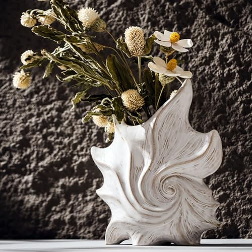 Deko Wohnzimmer Vase Handgefertigte Keramikvase: 19,3cm Hohe Handgefertigte Deko-Vase für Trocken- & Frischblumen – Skulpturale Blumenvase für Büro, Flur, Boho & Modernes Zuhause