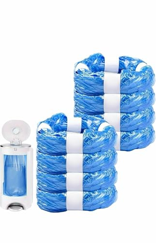 8 Pack Nappy Bin Refills, Each Bag 6.5m long, Nappy Bin Liners, Smellproof,Refill Nappy Bags, nappy sacks,Diaper Bin Pail Disposal Bags,nappy bin refill bags