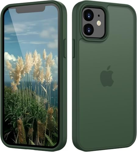 HGH Matt Hülle für iPhone 12 Mini 5,4 Zoll, Grün | [Militärschutz] Schutzhülle Samtige Touch Matt Anti-Kratzen, Durchscheinende Rückseite Schutzhülle, Anti-Fingerabdruck