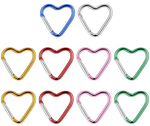 10 Stück Karabiner Herz Farbe Herzkarabiner Klein Karabinerhaken Aluminium Set Metall Bunt Karabinerhaken Clips Für Rucksack Camping Schlüssel Wasserflasche