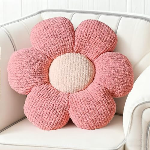Tutamaz Blumenkissen, Rosa Blumengestalt Zierkissen,Blumen Plüsch Kissen 40cm, Schmusekissen Flausch Dekokissen,Weiche Kissen Deko für Kinder Mädchen für Sofa Bett Wohnzimmer Schlafzimmer Kinderzimmer