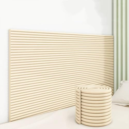 SkyFace Antikollision Selbstklebend Wandkissen 1cm Dick 3D Wandpolster Selbstklebend Bett Kopfteil Wandverkleidung Bett Dekoration Isolierung for Schlafzimmer Wohnzimmer (Cremeweiß, 60 x 200 cm)