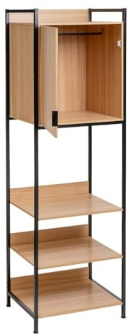 CASASELECCION Armario Modular Natural de Madera y Metal 60x48x190 cm con balda Fija