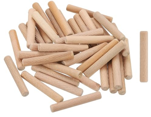 QUARKZMAN 200Stk 5/16x2 (8mmx50mm) Holz Dübel Mit Rillen Und Schrägen Enden Verjüngte Holzstifte Hartholzdübel Für Möbel DIY Bastelarbeiten