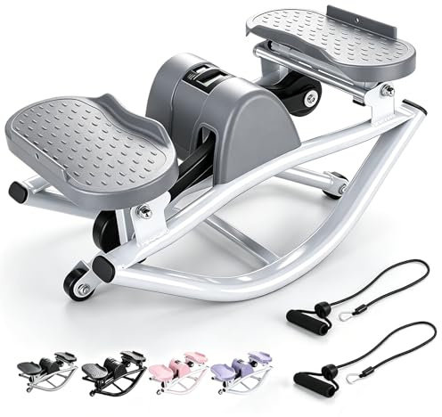 Melfluo Rock Stepper Side to Side – Lateral Stepper & Glute Trainer with Resistance Bands, Low Impact Side to Side Stepper for Home Exercise, Quiet Step Rocker Machine No Assembly 250LBS