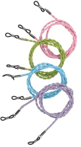 MUCKLILY 4 St Flätad Pu-läder Glasögonrem med Antislip för Sport och Utomhusbruk Hållare för Glasögon och Solglasögon Unisex Nackband för Löpning och Cykling i Blå och Rosa