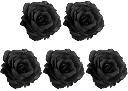 JOINPAYA Broche Funéraire en Lot de 5 Pièces, Épingle à Rose Noire en Tissu, Pince à Cheveux Funéraire Simulée, Accessoire Cheveux pour Cérémonie et Deuil, Décoration Élégante et Sobre