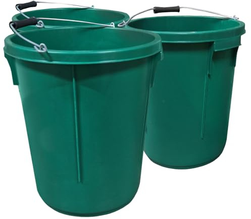 3x Green Plasterer Bucket Heavy Duty Plasterers Bucket for Mixing Building Plaster and Holding Water or Animal Feed - 25 Litre