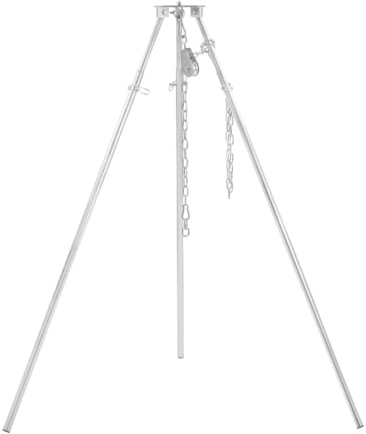 BBQ-Toro Barbacoa giratoria con bolsa de transporte, hierro galvanizado, altura regulable 119 – 184 cm, trípode para brasero, parrilla giratoria sin brasero, barbacoa de jardín, giratoria, parrilla de