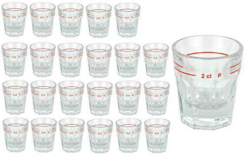 Van Well Set med 24 snapsglas LAHNstein, 2 cl kalibrerat, spritglas, stämpel