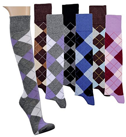 TippTexx 24 3 oder 6 Paar Reiter Kniestrümpfe, Reitstrümpfe in modischen Karo Mustern und ANTI-LOCH-GARANTIE (DE/NL/SE/PL, Numerisch, 39, 42, Regular, Regular, Sortiert - 6 Paar)