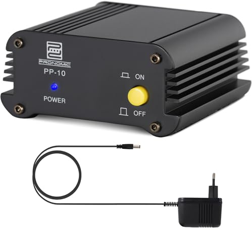 Pronomic PP-10 Phantomspeiseadapter (für 1 Kondensatormikrofon, platzsparend, robust, inkl. Netzteil) schwarz