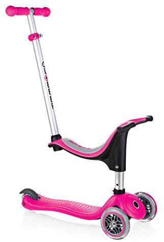 Globber - GO•UP SPORTY - Monopattino a 3 ruote con sedile per bambini da 15m+ a 7 anni + , Rosa Intenso