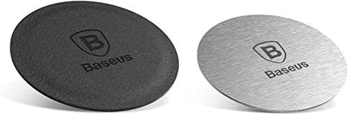 Baseus Magnet Iron Suit 2X Magnetische Metallplättchen für Handyhalter Smartphone Halterung fürs Auto Silber (ACDR-A0S), Mehrfarbig