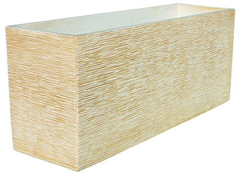 AnaParra Jardinera Rectangular Moderna en hormigón aligerado para Exterior Rectangular Futura 60X17X19cm. Natural Ocre