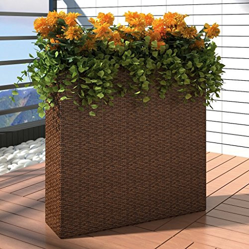 Festnight 1 Bac Rectangle Pot de Fleurs en Rotin Marron