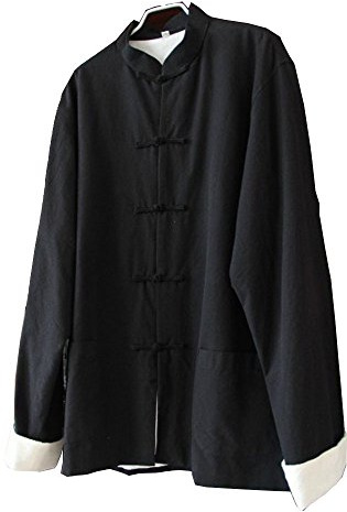 ZooBoo Mens Martial Arts Kung Fu Jacket Tang Suit (Black, L)
