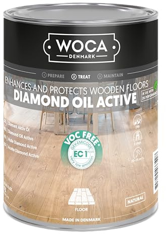 WOCA Denmark Diamond Oil Active Natur 1 L - Parkettöl für ein extrem langlebiges Holzfinish auf pflanzlicher Basis