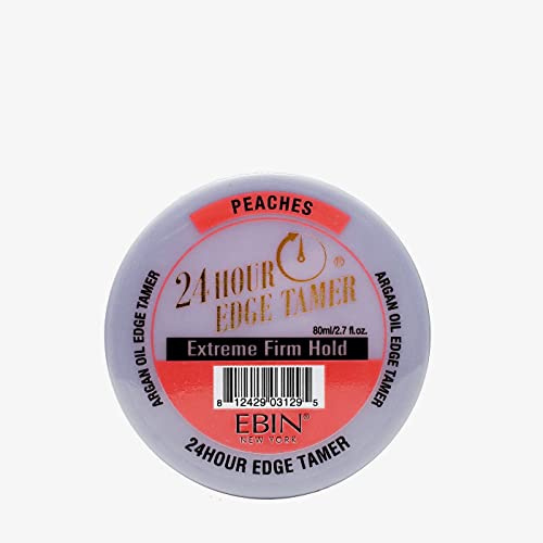 EBIN NEW YORK 24 horas edge tamer refresh - sujeción extremadamente firme, 2.7 oz, melocotones - sin descamación, sin residuos blancos, brillo y suavidad con aceite de argán y aceite de ricino