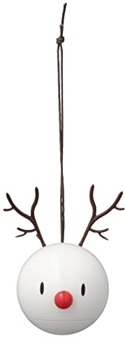 Hoptimist Reindeer Bumble – 2er Set Weihnachtsanhänger - Skandinavische Rentier Deko zum Aufhängen - Lustige Weihnachtsdeko & Geschenkidee aus ABS - Ø6 cm - Weiß