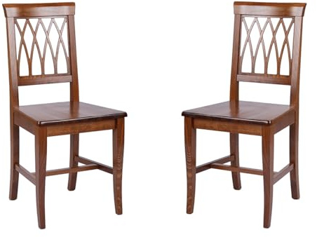 Liberoshopping Sedie cucina in legno faggio massello stile classico 45x40xH93 cm TRECCIA set da 2 pezzi (Noce)