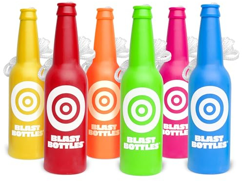 GoSports Outdoor Blast - Paquete de 6 Botellas inastillables con Cuerda para práctica de Objetivos de Arma de Fuego, Ideal para Campos de Armas de Fuego en Interiores y Exteriores