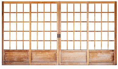 adrium Holz-Bild 80 x 50 cm: Shoji, traditionelle japanische Tür, Fenster oder Raumteiler, bestehend aus lokalisiert auf weißem Hintergrund(123469874)
