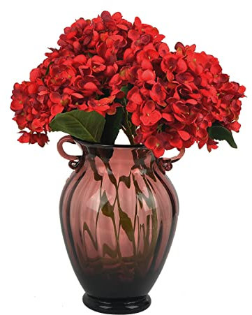 Flores Artificiales cn-Knight Hortensias de 45,7 cm de Largo con Tallo de Seda para Decoración del Hogar, Centros de Mesa, Ramo de Novia de Boda, Color Rojo Oscuro