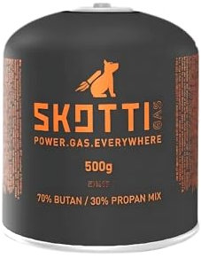 SKOTTI Gaskartusche 1x500g, EN 417 Gaskartusche mit Protan-Butan Gemisch, Ideal für Gasgrills und Campingkocher mit EN 417 Schraubventil, Gaskartuschen Grill, Camping Grill Gaskartusche