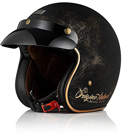 ORIGINE Motorradhelm Jethelm Vintage Rollerhelm Retro ECE-Zertifizierung (Scacco Bronze Matt,L)