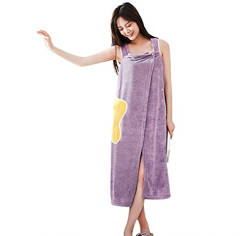 Damen Saunakilt, Damen Große Verdickte Bademäntel für Spa Dusche Verstellbare Robe mit Tasche Saunasarong Saunatuch Baumwolle Sarong Kilt Bequeme Home Wear Nachtwäsche