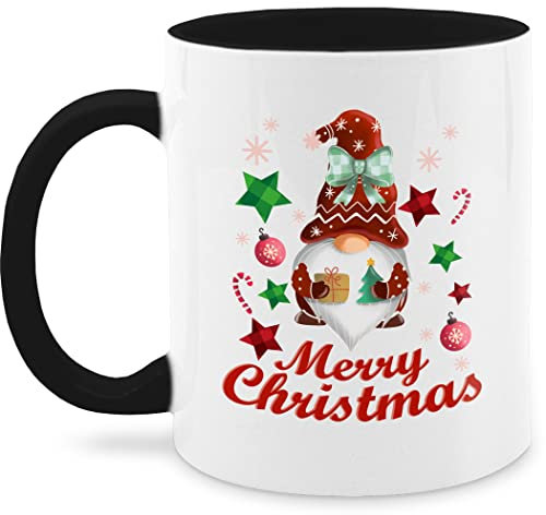Tasse Tassen 325ml - Weihnachtstasse Weihnachten - Weihnachtlicher Wichtel I Weihnachtsmotiv I Merry Christmas Wichtelmotiv - 325 ml - Schwarz - weihnachtstassen weihnachtsbecher weihnachts