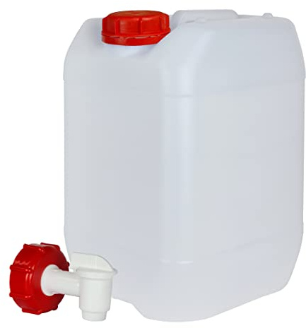 Garrafa con Grifo 10 litros. Apta para uso alimentario. Boca ancha. Idónea como depósito de agua potable. Resistente a químicos. (1 Unidad).