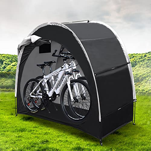 Bike Storage Tent Shed, Outdoor Portable Cover for Bike, Lawn Mower & Garden Tools Bike Shelter, Heavy Duty Silver-Coated Extra Thick Waterproof Green&Black