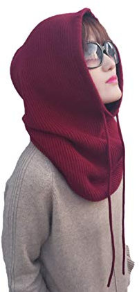 YLfly Damenhut Wintermütze Outdoor warm Mütze Strickmütze mit Tunnelzug Einheitsgröße(Weinrot)