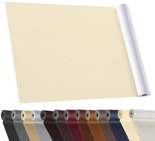 YAFLC kunstleder selbstklebend Beige gelb, 40 x 160cm leder patch selbstklebend, kunstleder reparaturset für couch Autositz Sofa Möbel Leder Reparatur Jacken und Renovierung