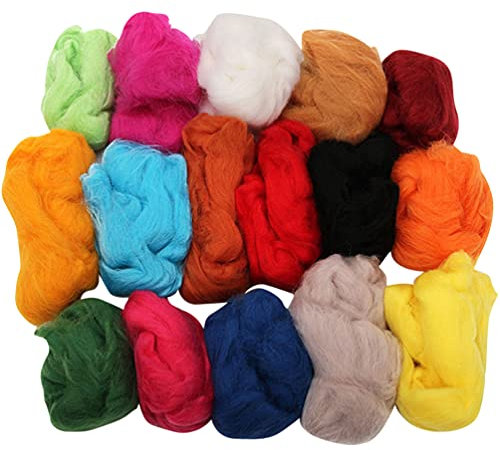 MAGICLULU 36 Garn Wollfilz Filznadeln Vorgarnwolle Faservlies Filzen Wollfilzen Wollvorgarn Filzwollgaze Regenbogenwolle Filzvlies Wollroving Zum Nadelfilzen Filzset 6s Weben Kunsthandwerk