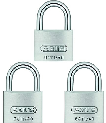 ABUS Vorhängeschloss Titalium 64TI/40 - Kellerschloss mit Schlosskörper aus Spezial-Aluminium - gehärteter Stahlbügel - ABUS-Sicherheitslevel 5 (Packung mit 3)
